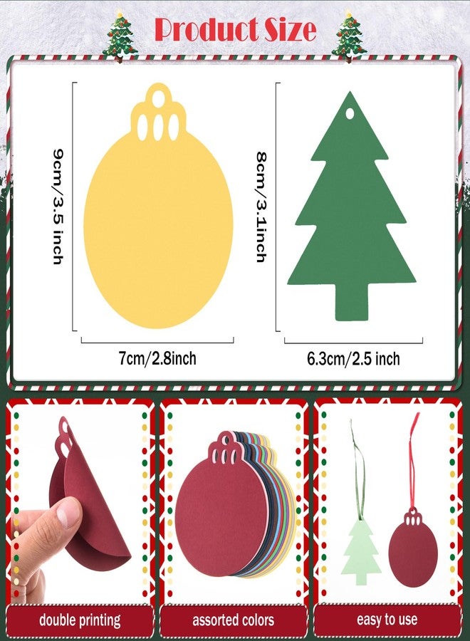 MixTeach 240 Pcs Christmas Hanging Gift Tags 120 Pcs Round Ornaments Labels and 120 Pcs Christmas Tree Hanging Labels with 240 Pcs Ribbons for DIY Crafts Christmas Gift Wrapping Favors Party Decor - Image 3